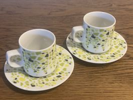 2 Espressotassen mit Untertassen, Design Emmanuelle Friedli 