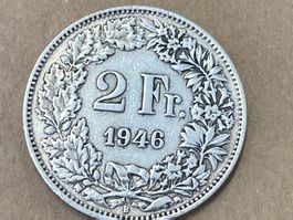 SVIZZERA 2 FR MONETA IN ARGENTO 1946 usata - circolata