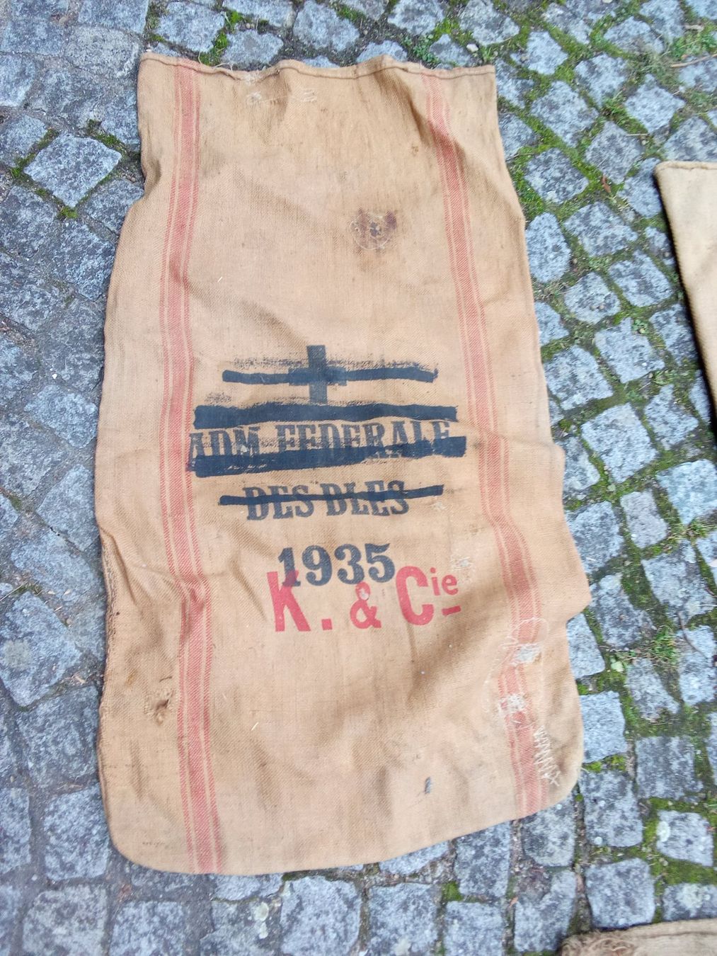 Tessuti: Jutesack antik Eidg. Getreideverwaltung 1935 – Usato da Siblingen venduto da Jayuah 1