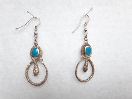 Ohrringe Schlangen Türkis, 925 Sterling vintage
