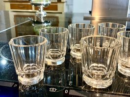 MOSER JUGENDSTIL 7 BLEIKRISTALL SCHNAPSGLÄSER UM 1900