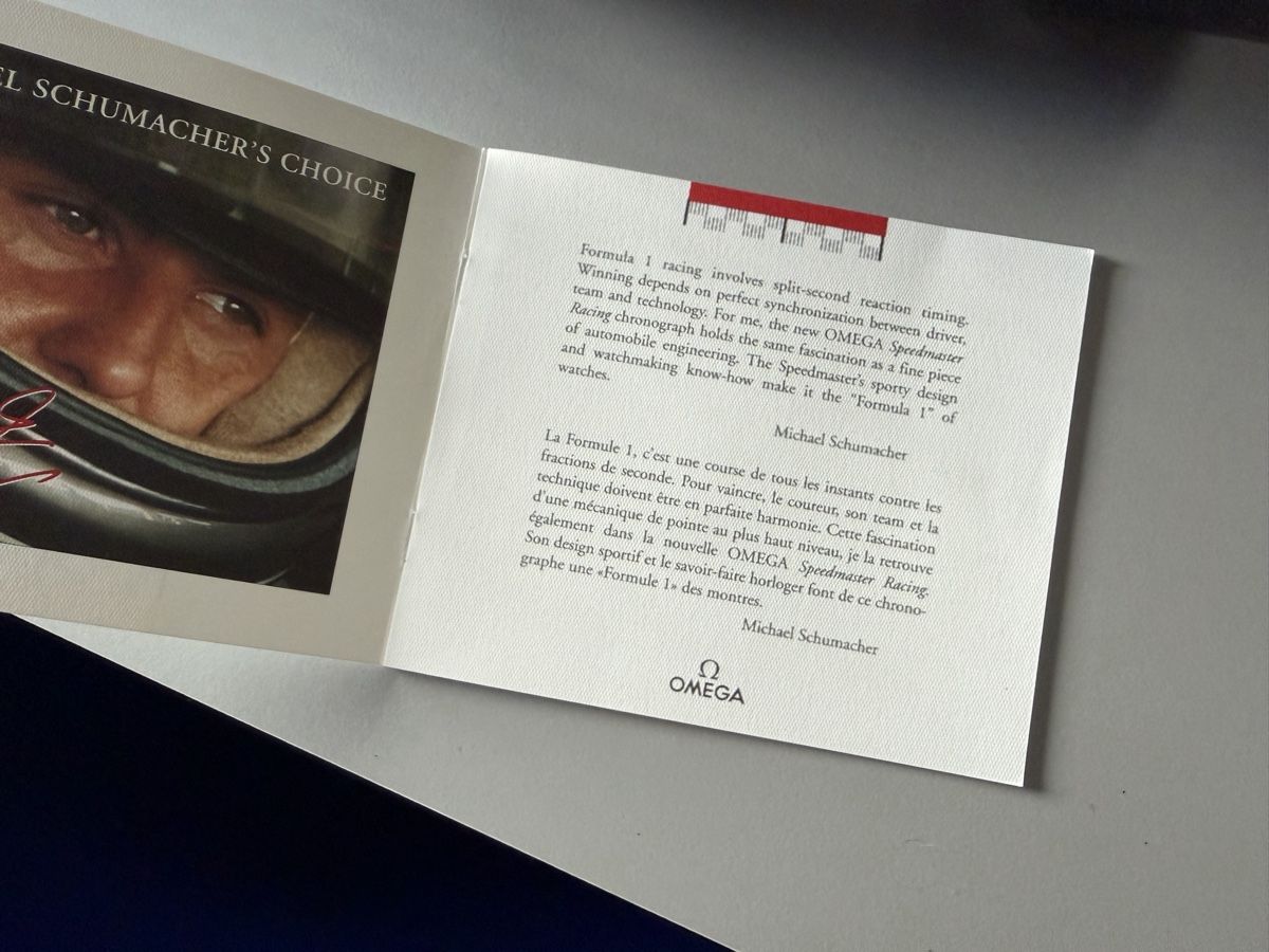 Omega Orologi: Rare - Omega Speedmaster Schumacher Box – Usato da Evilard venduto da Phipou 3
