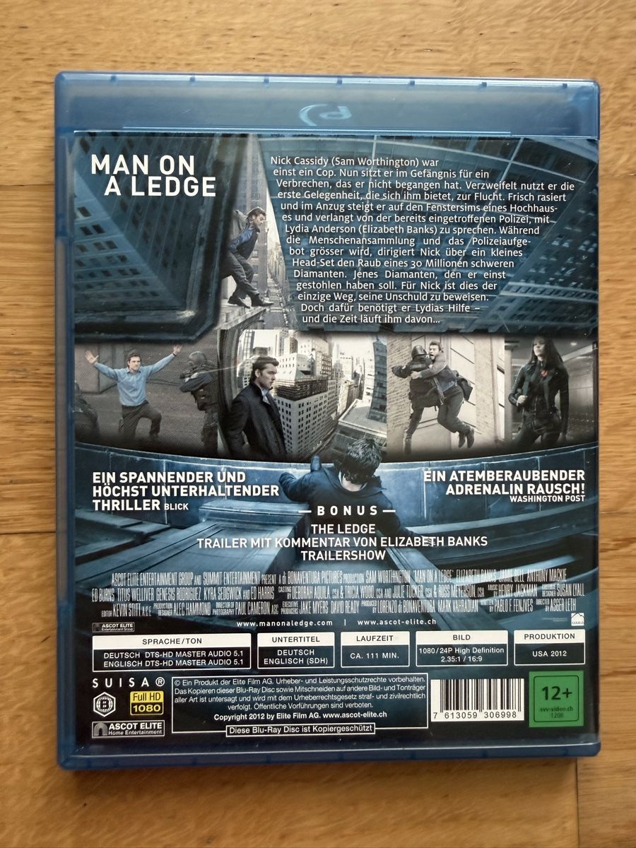 Tutti i DVDs: Man on a Ledge – Ein riskanter Plan (2012) Blu-ray – Usato da Kölliken venduto da nerdorado 1