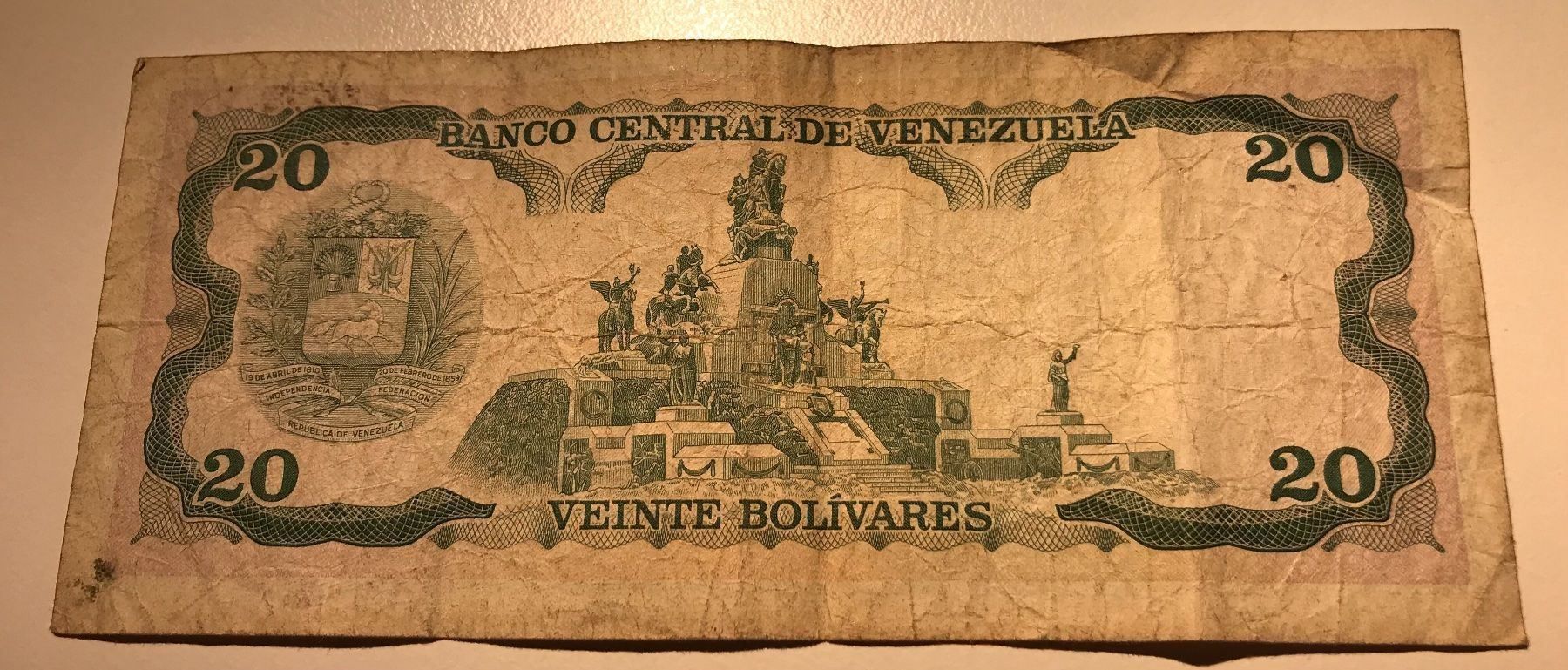 Banconote: Venezuela 20 Bolivares 1995 – Usato da Algetshausen venduto da Carrhard 1