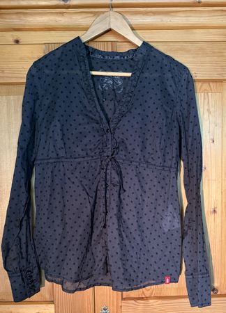 EDC by Esprit Damen Bluse, Grösse M, Dunkelblau gepunktet