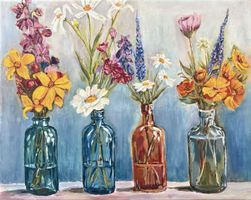 Gemälde auf Leinwand: Blumen in Vasen. Handgemalt Stillleben