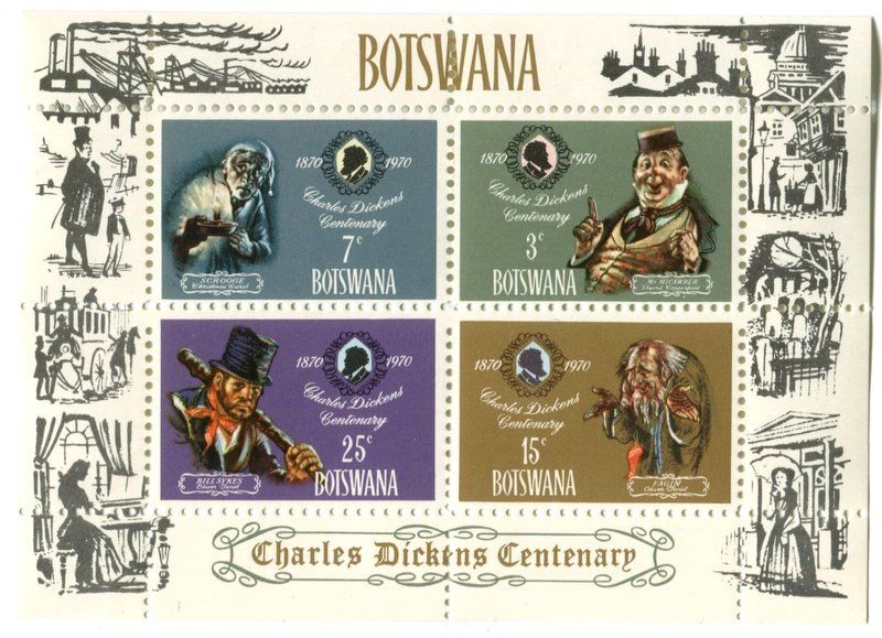 Tutti i francobolli: Block "Charles Dickens". Botswana – Nuovo e nell'imballaggio originale da Basel venduto da Butsch5