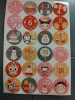 1 Bogen Sticker Adventszahlen Zahlen 1-24 Neu pinguin