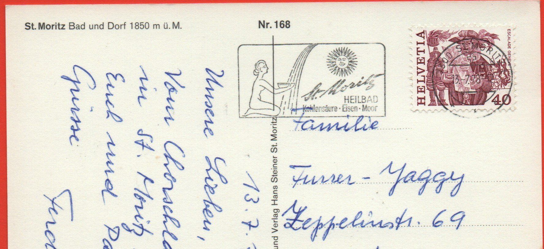 Cartes postales: ST. MORITZ Bad und Dorf – D'occasion à Jona par philajona 1