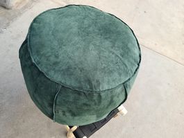 Leder-Pouf Wildleder tamegroutegrün-Sale