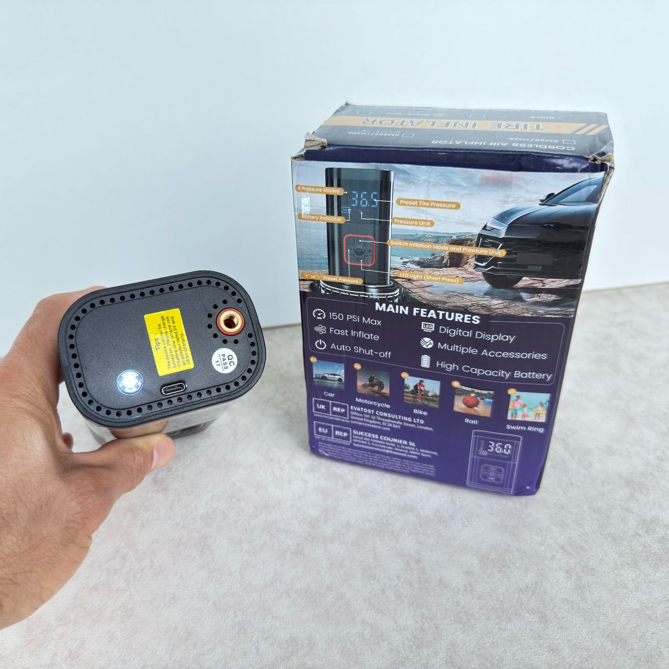 Pumpen: Gonfleur de pneus portable 150 PSI, pour voiture, vélo, m... – Neu und originalverpackt aus Thônex von BrYu 5