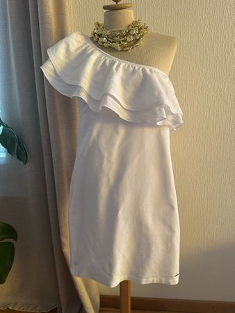 Robe d'été Armani Exchange 1 épaule volants dentelle blanche