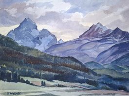 Aquarell Ferdinand Meyer-Streiff Pontresina GR 1957
