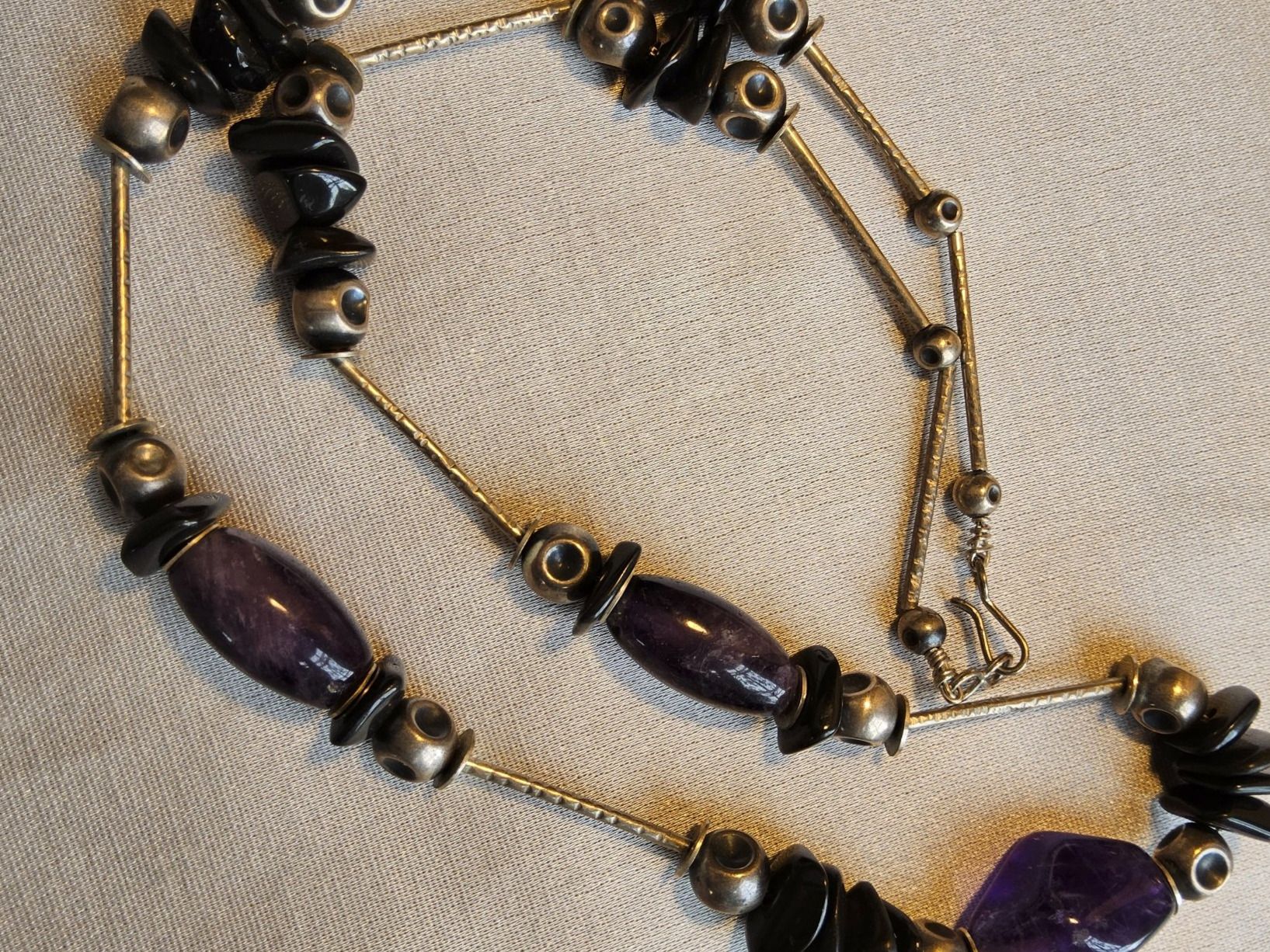 Catenine: Handmade Sterling Silber/Amethyst/Onyx Halskette Collier – Usato da Zürich venduto da helsan 5