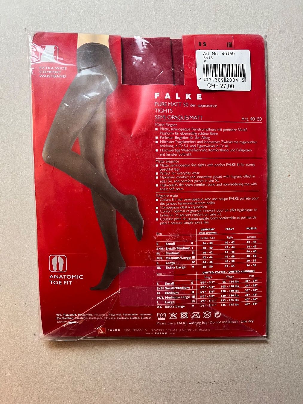 Falke Calze & Collant: Strumpfhose Falke, Grösse S. Farbe Rot – Nuovo e nell'imballaggio originale da Rudolfstetten venduto da gst_g7xl 1