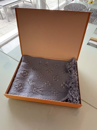 Écharpe Louis Vuitton Logomania bleue, laine et soie neuve
