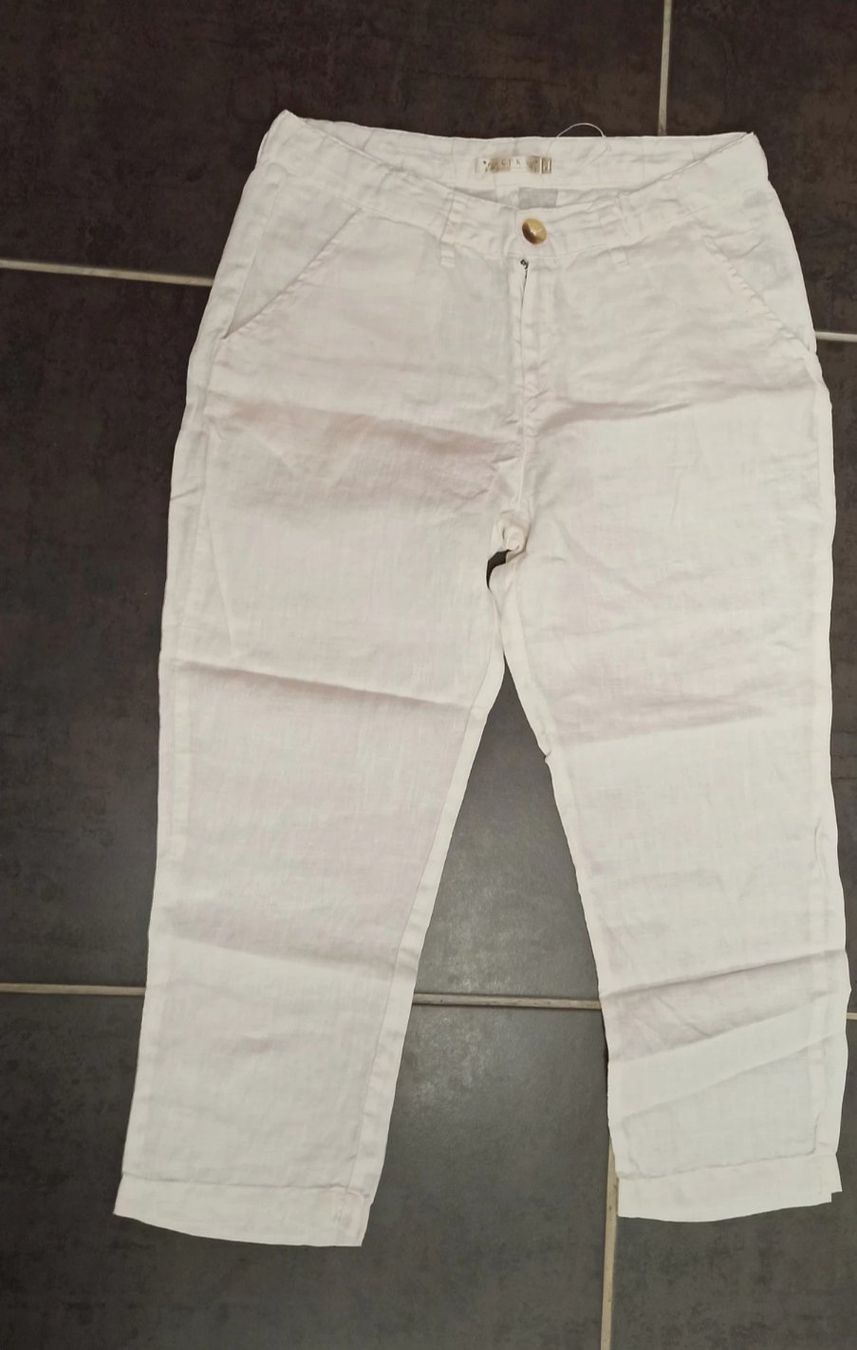 Pantaloni: Pantalon en lin blanc 14 ans neuf – Nuovo e nell'imballaggio originale da Leytron venduto da SoniaGreen