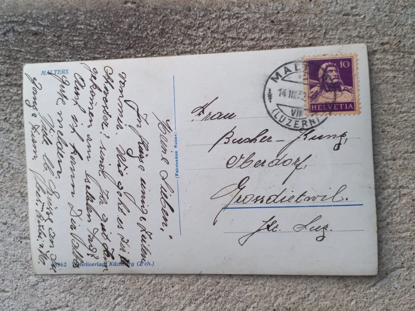 Cartoline postali: AK Malters 1932 – Usato da Burgdorf venduto da glasrabe01 1