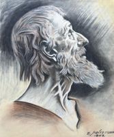Eva Fischer ( 1920-2015), Pastell Kreide, Niklaus von Flüe