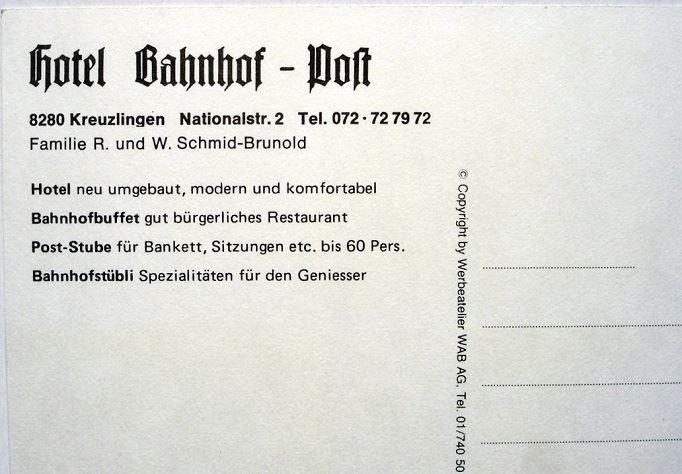 Ansichtskarten: KREUZLINGEN Hotel Bahnhof – Neu (gemäss Beschreibung) aus Jona von philajona 1