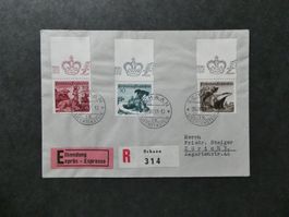 FL 1950 Nr. 232-234 auf Brief schön gestempelt