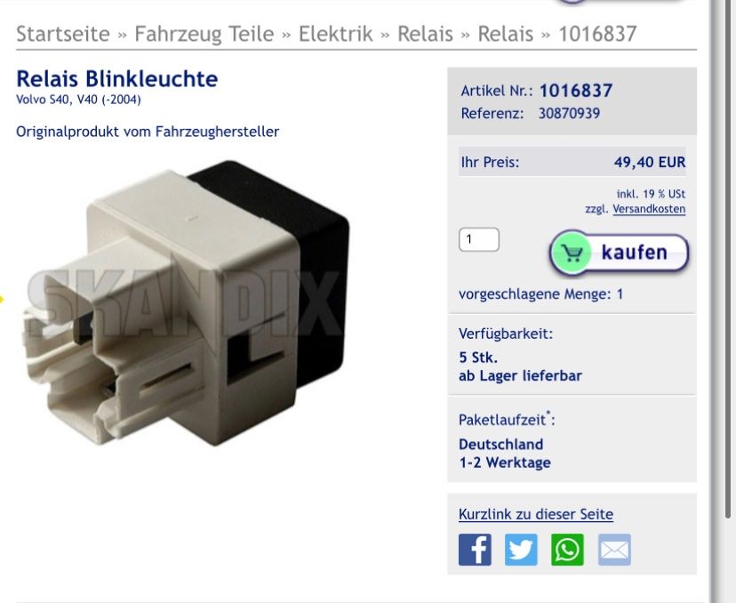 Volvo V40 S40 Relais Sicherungskasten Kasten Sicherungen | Kaufen auf