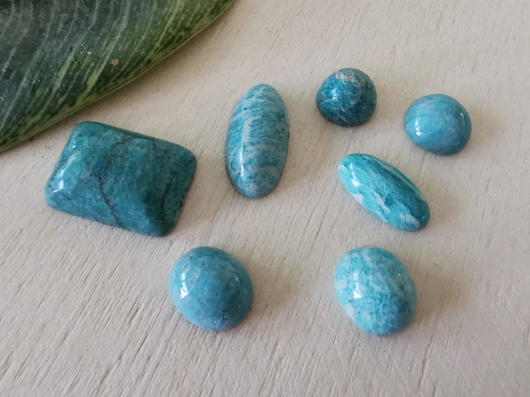 Edelsteine: 7 Stk. verschiedene Amazonit Cabochons / Lager-Sondererkauf – Neu (gemäss Beschreibung) aus Dierikon von Buntspecht-10 2