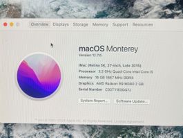 iMac Retina 5K 27-inch, Late 2015, i5, SSD 240GB, RAM 16GB