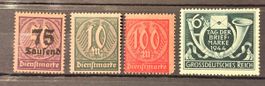 Lot de 4 timbres allemands, Dienstmarke 