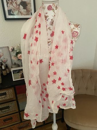 Schal Tuch weiss mit Sternen Zebra