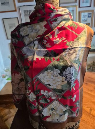 Jean Patou Seidenschal, Blumenmuster, Vintage