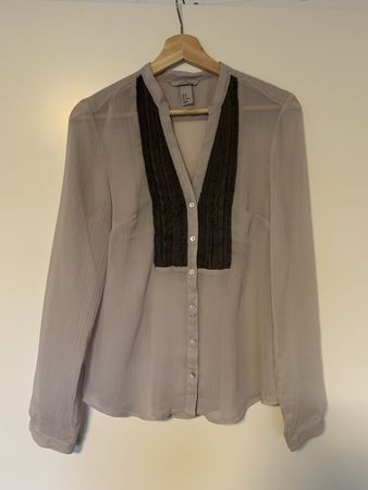 H&M Bluse, Gr. 38, Beige/Grau