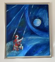 Peinture originale acrylique d’un clown jouant de la guitar