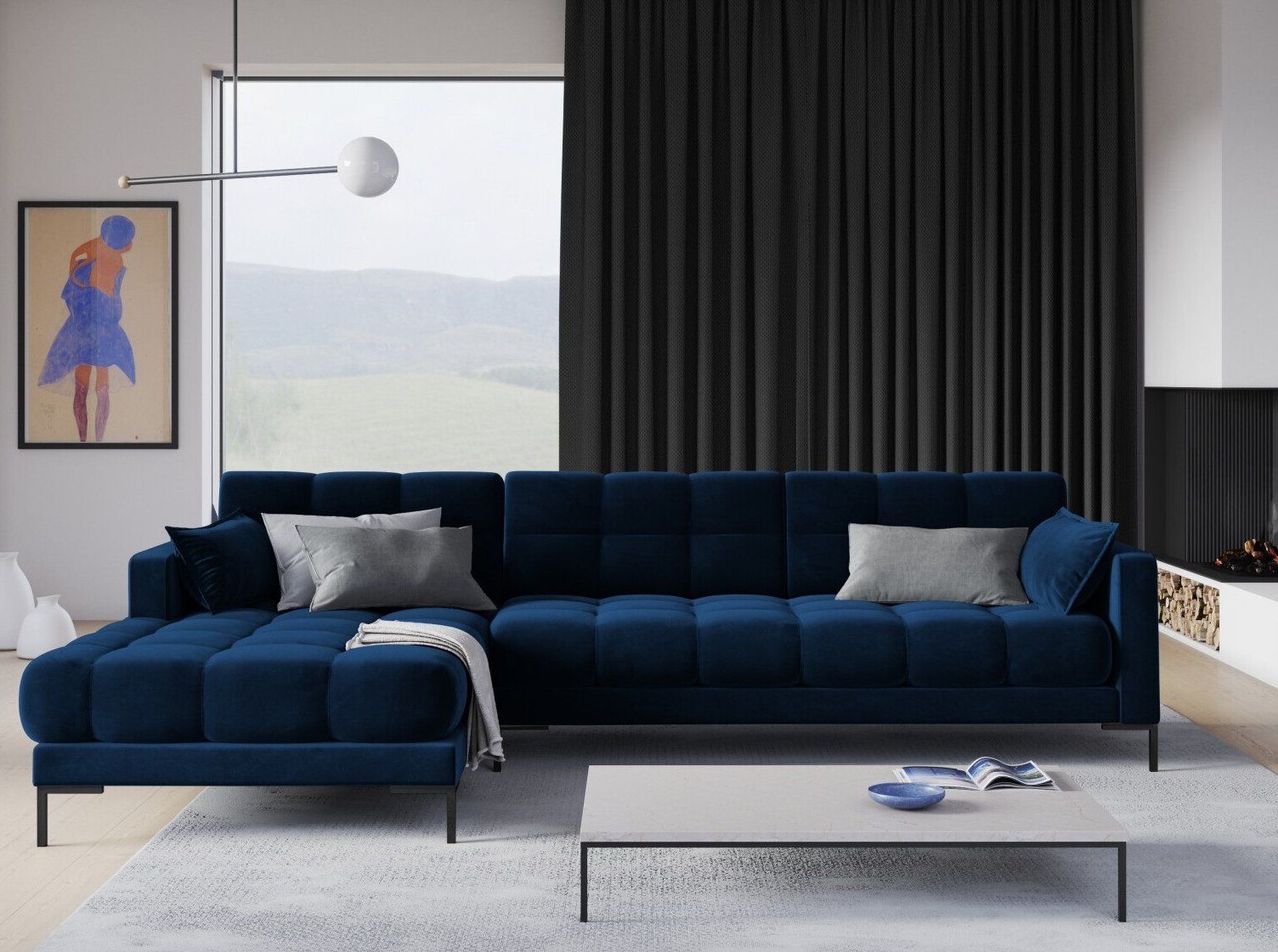 Sofas: Ecksofa Blau Samt – Gebraucht aus Vaduz von TheHero2024 1