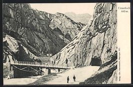AK Urnerloch, Ortspartie mit Brücke