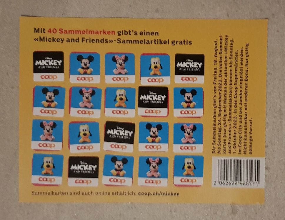 coop-mickey-and-friends-1-volle-sammelkarte-40-marken-neu