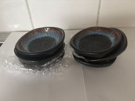 6er Set Keramikschalen, braun/blau, ø 9.5 cm