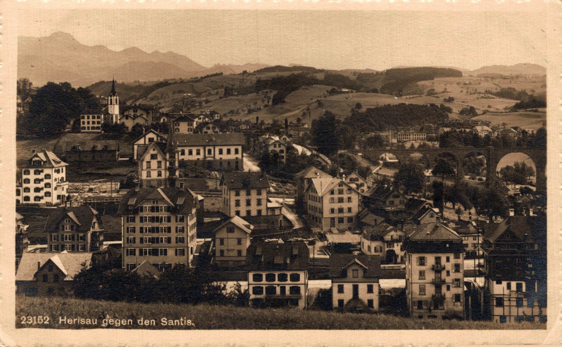 Ansichtskarten: Herisau gegen den Säntis – Gebraucht aus Bronschhofen von Astore
