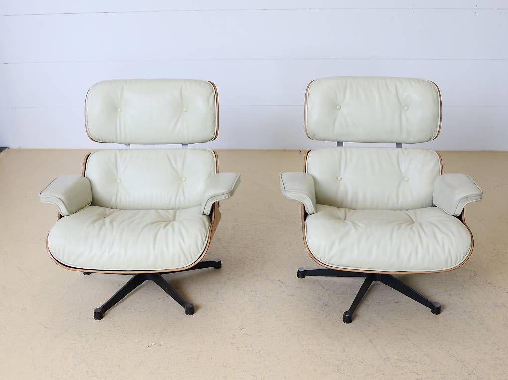 Eames Poltrone: Eames Lounge Chairs von Vitra | Leder Créme – Usato da Meinisberg venduto da atelier_TILIJA 5