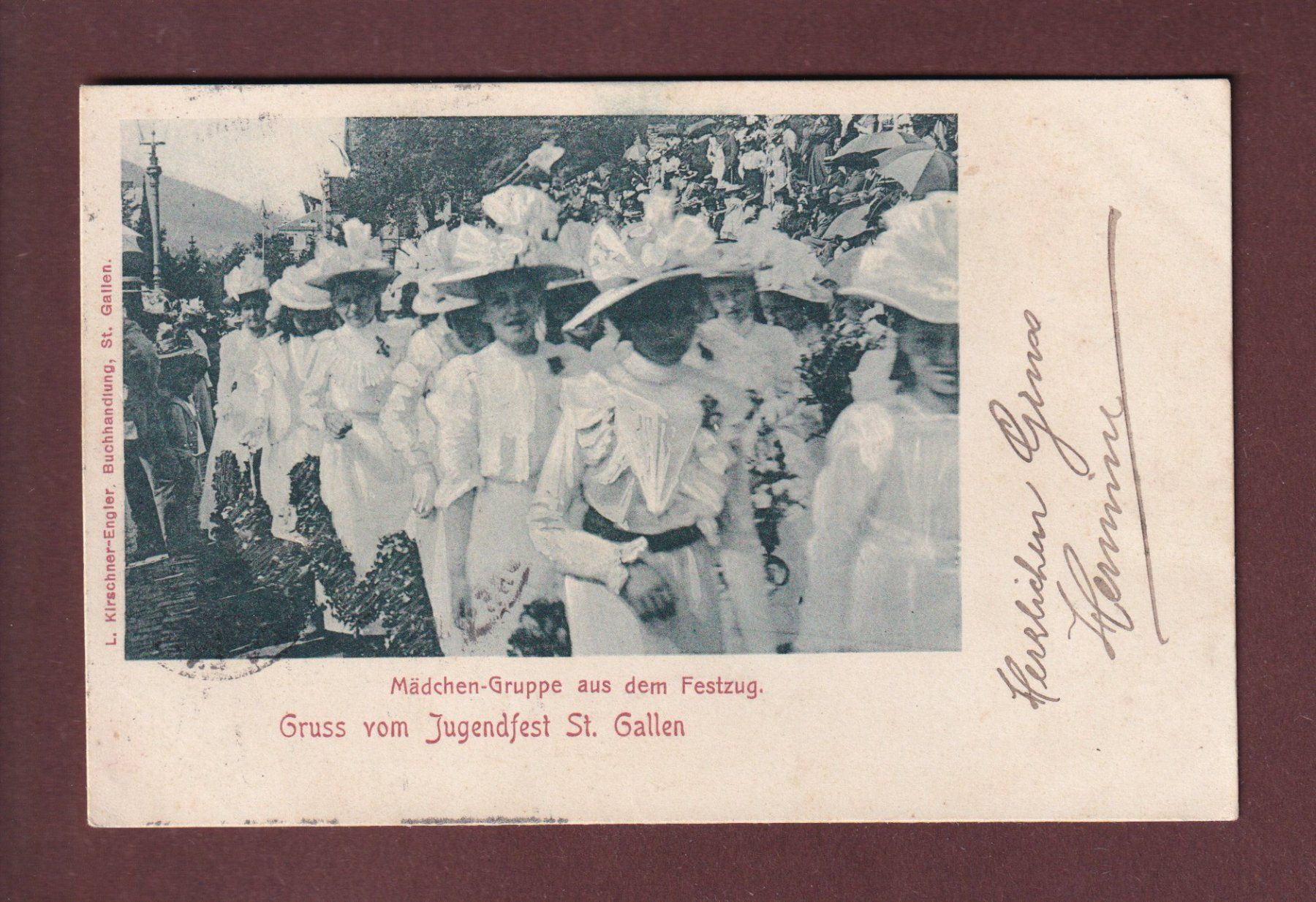 Cartoline postali: ST. GALLEN - Jugendfest - Mädchen-Gruppe - 1901 – Usato da Pully venduto da nicecards-shop