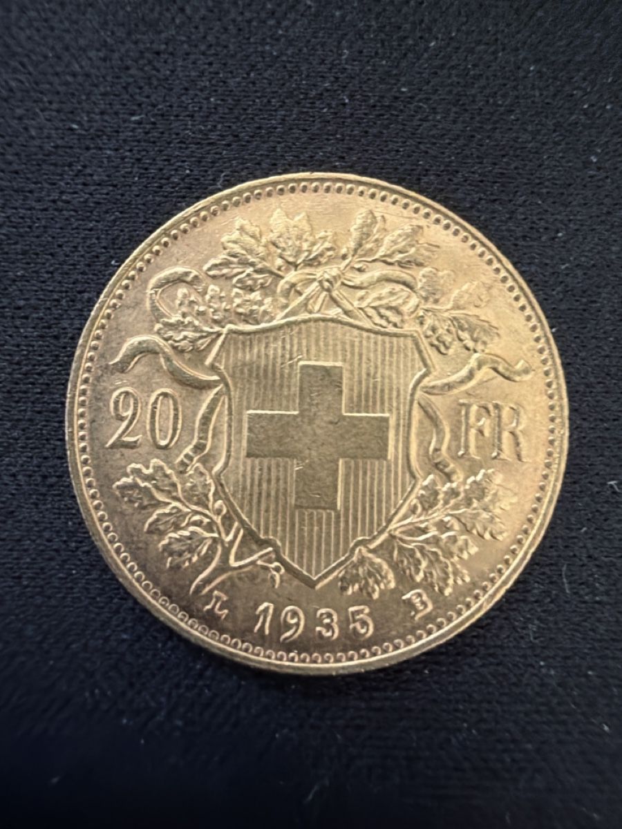 Tutti le monete: Gold Vreneli,  Fr. 20.- 1935LB – Usato da Lommiswil venduto da tomboy02