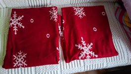 1 lot 2 couvertures rouge-bordeaux motif flocon