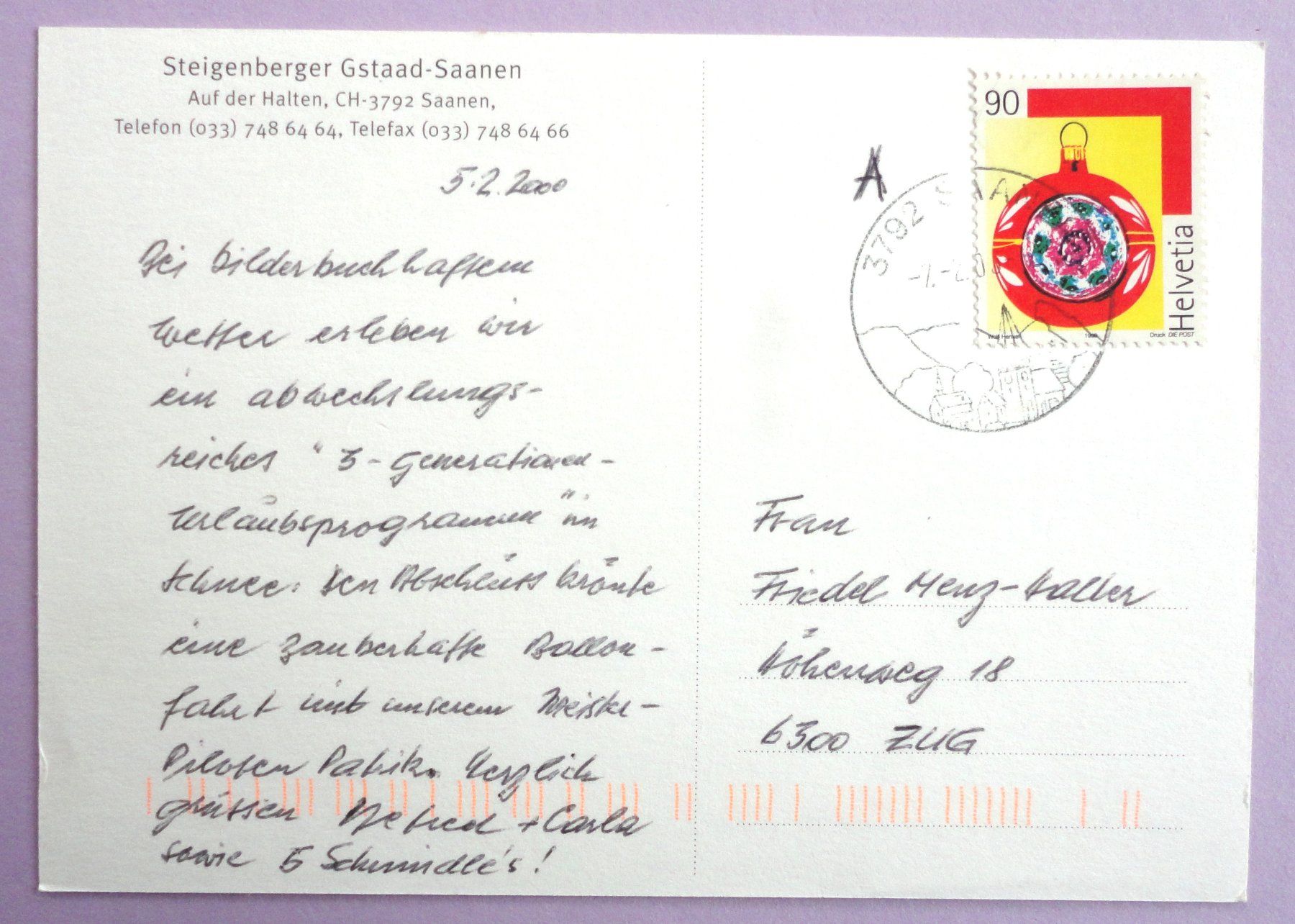 Cartoline postali: Steingenberger Hotel, Gstaad-Saanen – Usato da Fétigny venduto da Billy2miny 1