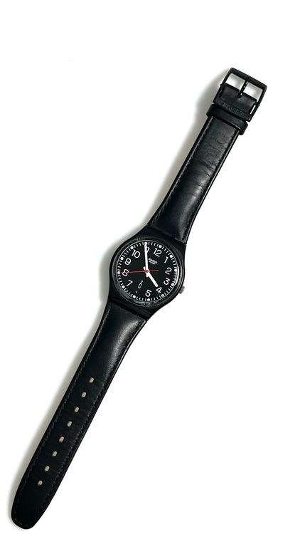 Klassische Swatch Uhr Gent, schwarzes Lederarmband, Top Z... 2