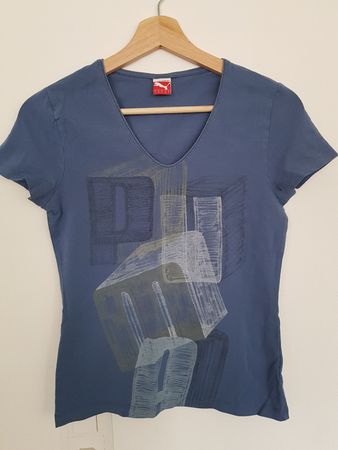 Puma T-Shirt Damen Gr. 36 Blau mit Muster
