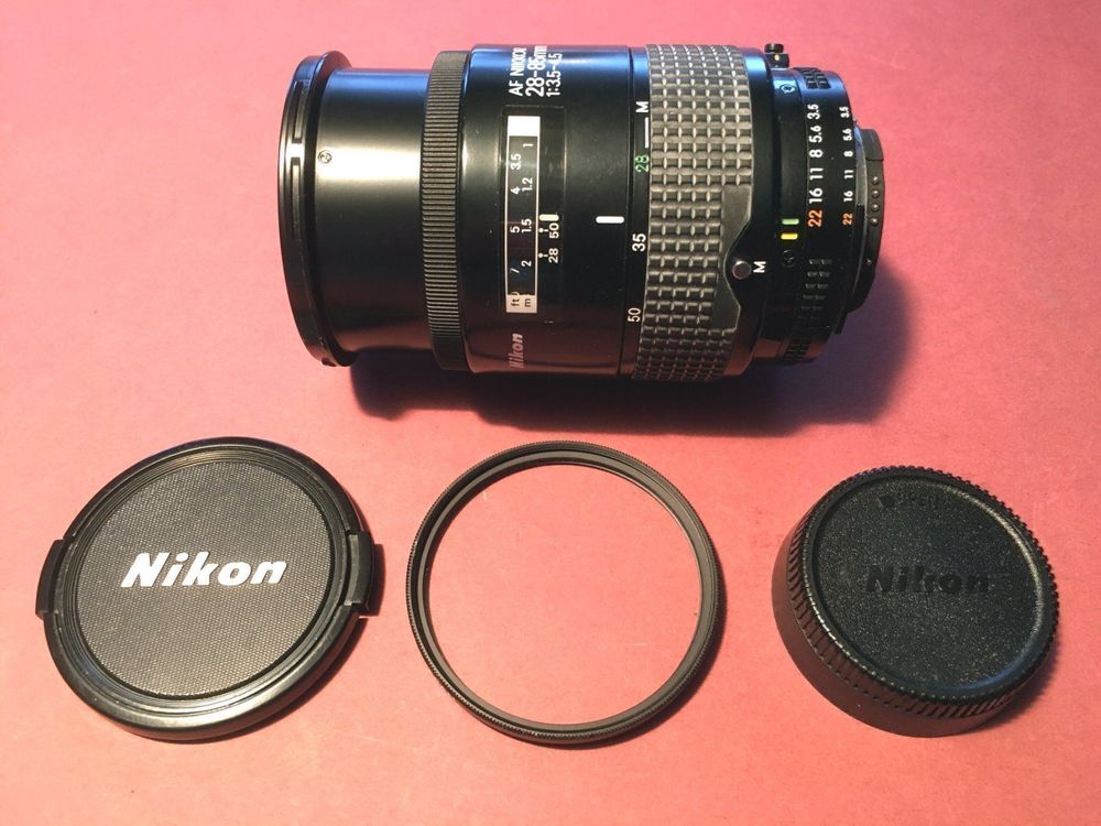 Objectif Nikon Nikkor 28-85 Mm F/3.5-4.5 AF - Zoom Avec Pare-Soleil HB-1 - Très Bon État