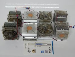 8x LED Kühlkörper mit 12V Lüfter + Kühlpaste