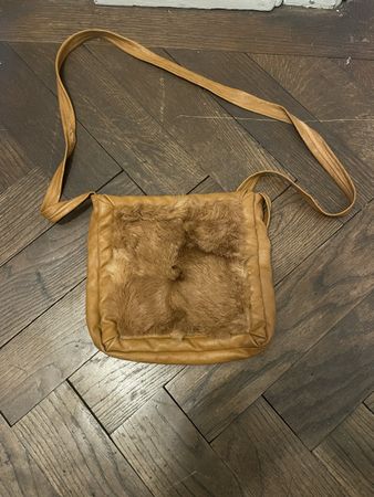 Vintage Echtleder Handtasche mit Echtfell