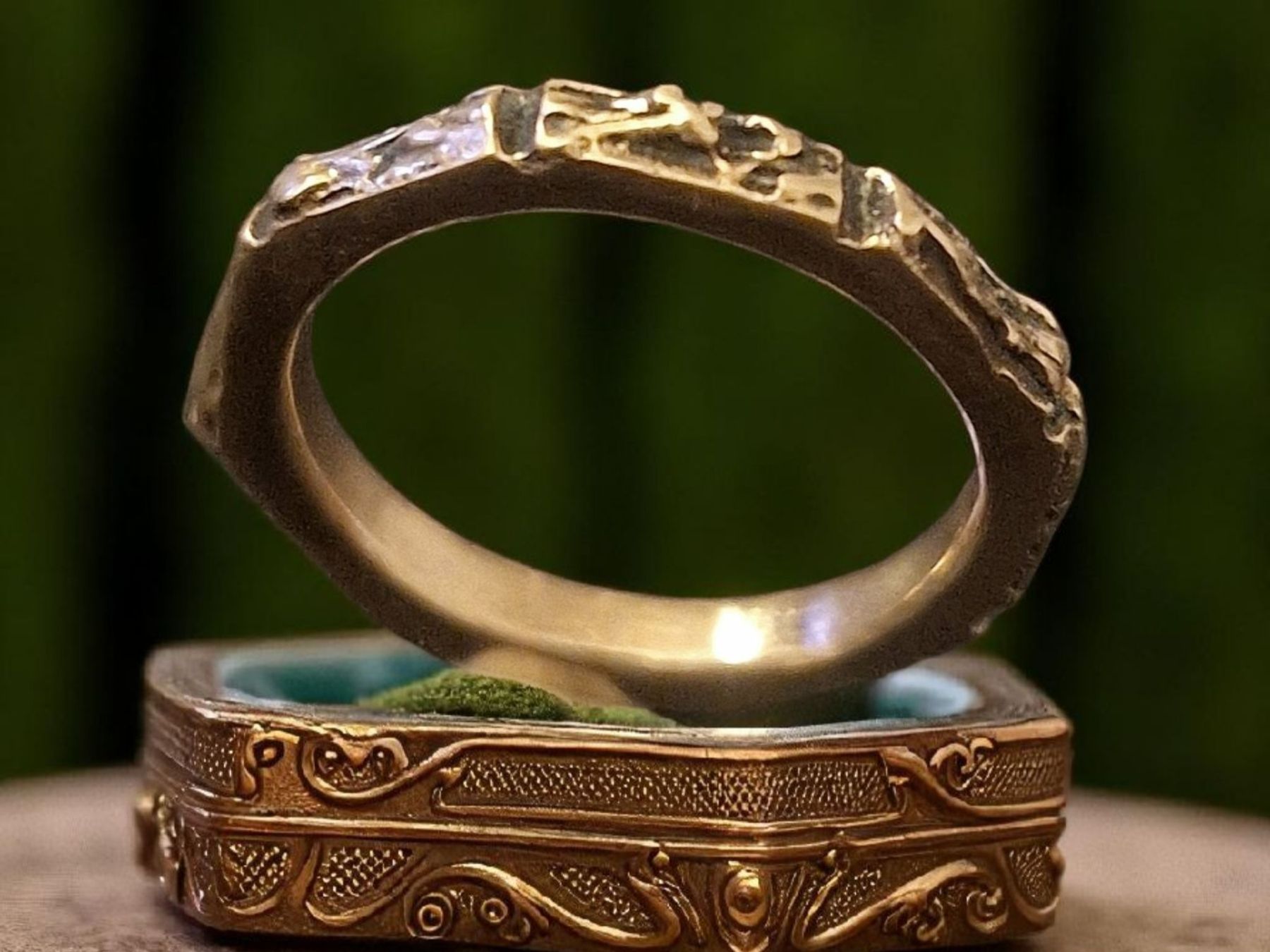 Anelli: Achteckiger Bronze-Ring, organicstyle, Ringgrösse 50 – Nuovo e nell'imballaggio originale da Aarau venduto da Schmuckhoehle_MD 3
