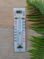 antiker Minimal-Maximal Thermometer auf Glasplatte Kühlraum